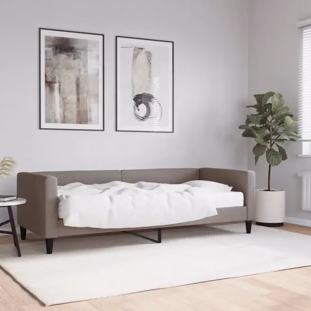 Divano Letto Moderno vidaXL in Tessuto con Materasso in Schiuma, Colore Grigio e Beige, L/P/H: 223 x 80 x 68 cm – 1