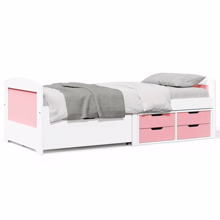 vidaXL Dormeuse con 5 Cassetti in Legno di Pino Bianco e Rosa L/P/H: 200 x 90 x 69 cm