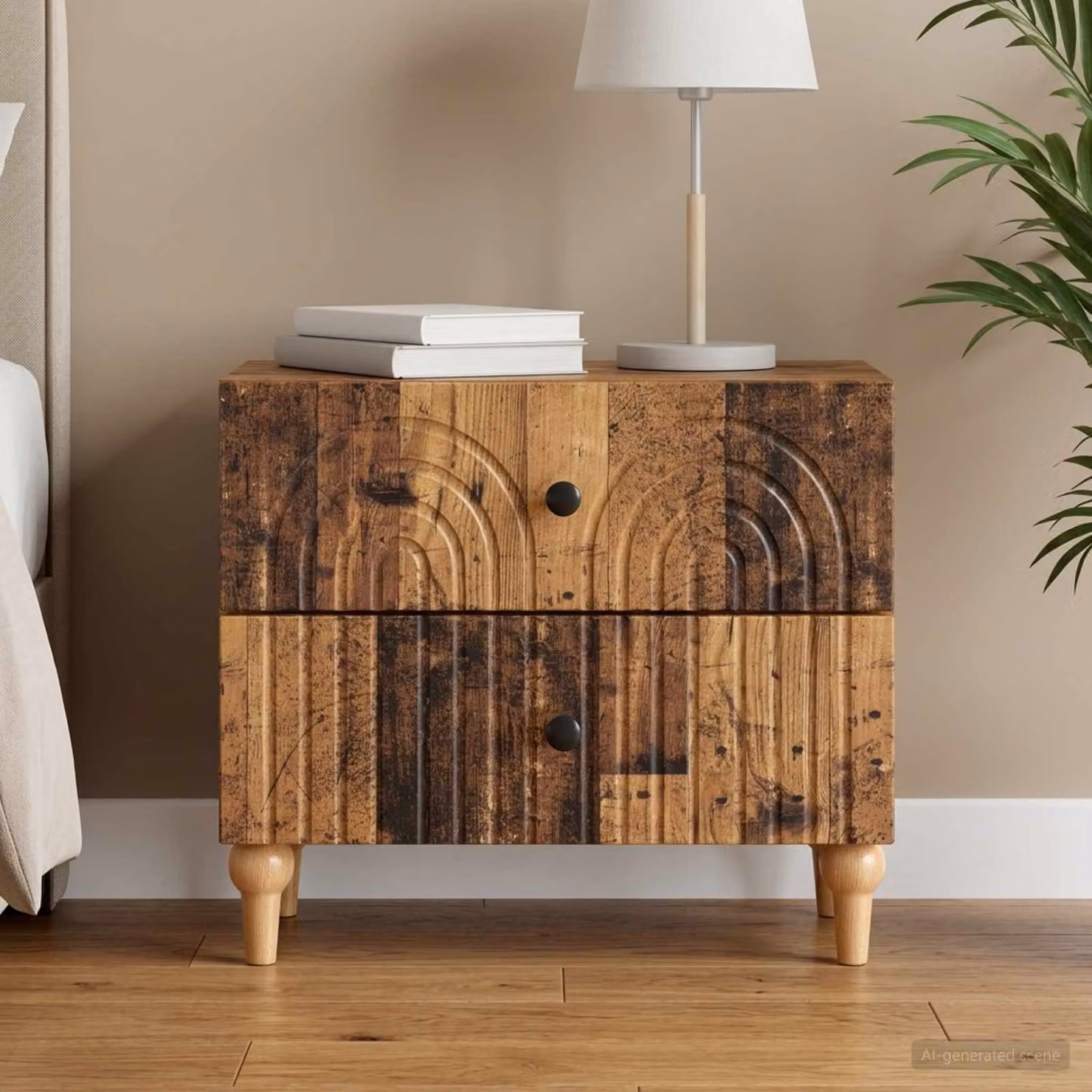 vidaXL Armadio da Notte con Cassetto in Legno Antico Marrone L: 62 cm, P: 34,5 cm, H: 48 cm