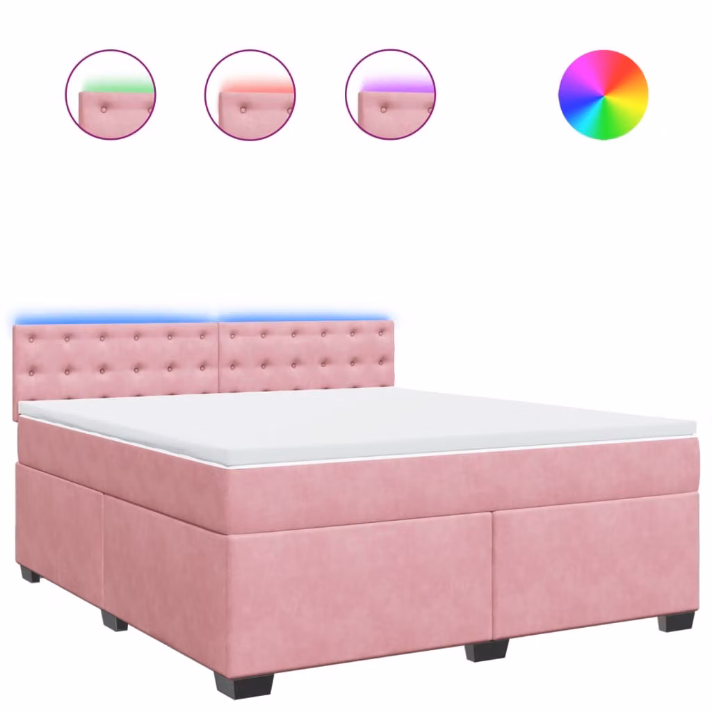 Giroletto a Molle con Materasso Rosa 180x200 cm in Velluto