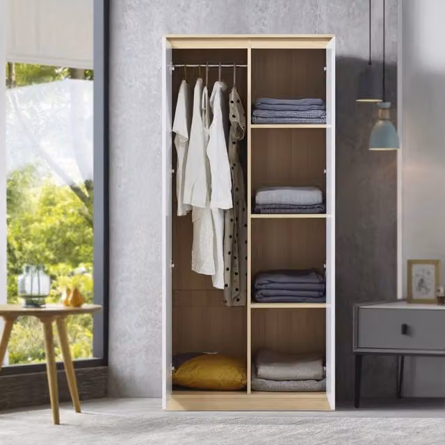 Armadio Guardaroba Bastheim 176 x 80 x 52 cm Effetto Rovere [en.casa]