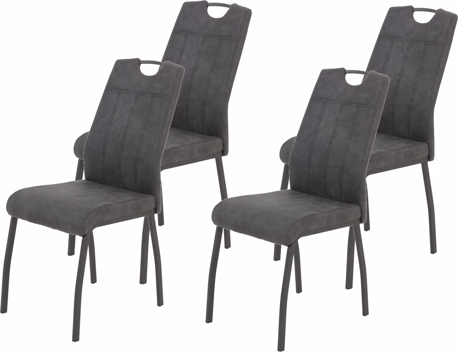 set di 4 sedie da pranzo Elif - microfibra antracite - portata 140kg