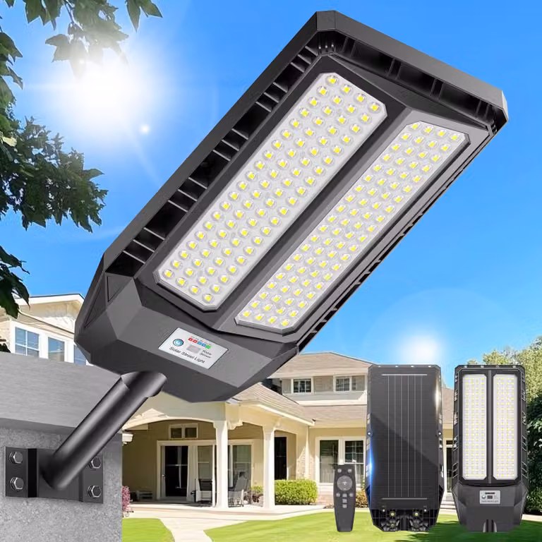 Lampada da esterno a LED solare, grado di protezione IP66, 10000 lumen, 6500K, con telecomando