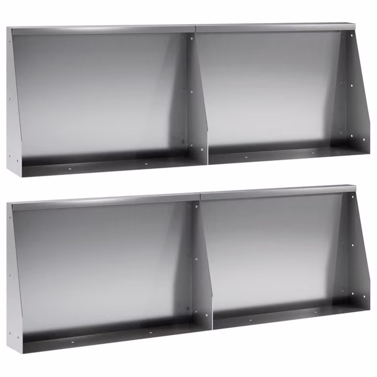Set di 4 pezzi di muri di contenimento vidaXL in acciaio zincato argento L: 60 cm, P: 30 cm, H: 12 cm