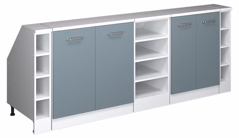 Mobile cucina sottotetto Vicco R-Line Grigio-blu 210 cm Set di 5 carcasse armadio profondità 60 cm, Model 60530