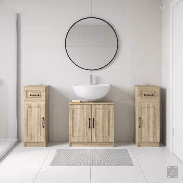 Set di armadietti da bagno in 3 pezzi UTRECHT Rovere Sonoma 3418055