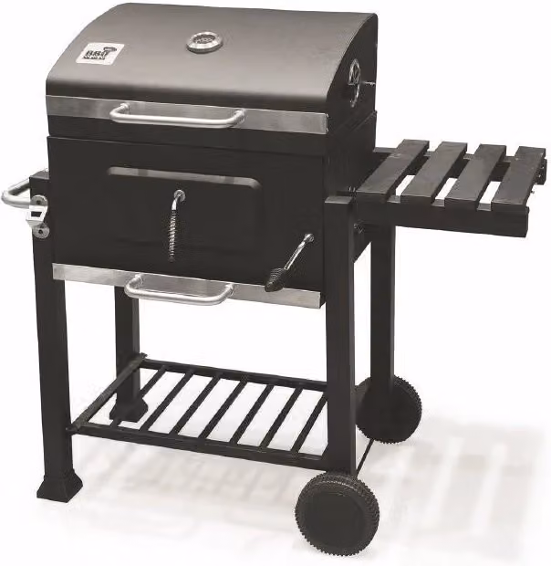 Barbecue rettangolare de luxe con coperchio KOOPER in acciaio inossidabile nero L: 116 cm, P: 56 cm, H: 109 cm