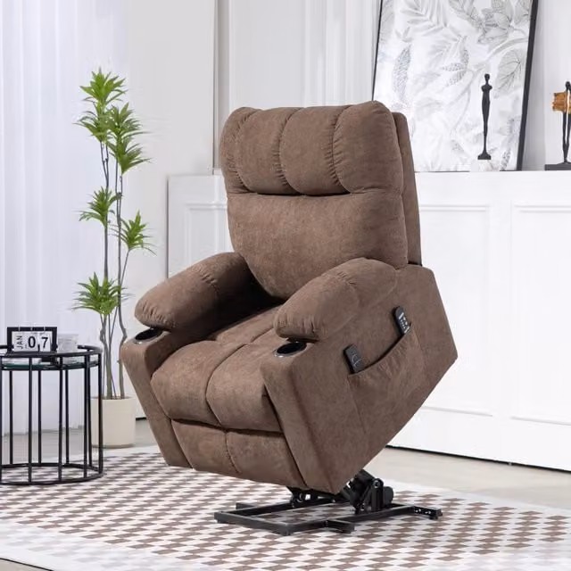 Poltrona Relax Elettrica Alzapersona REDOM Marrone con Massaggio e Calore per Senior – 1