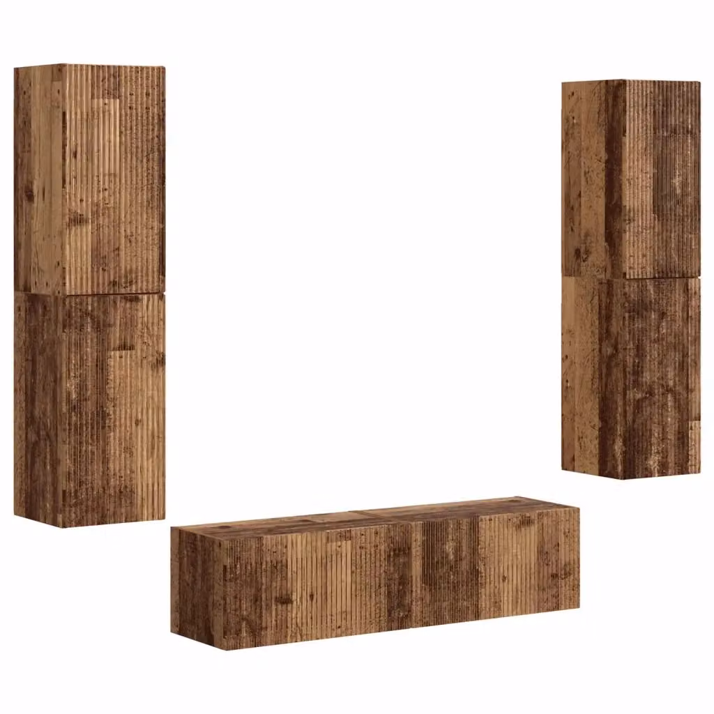 Set mobile TV moderno vidaXL da 6 pezzi in legno composito marrone con illuminazione integrata e montaggio a parete – 2