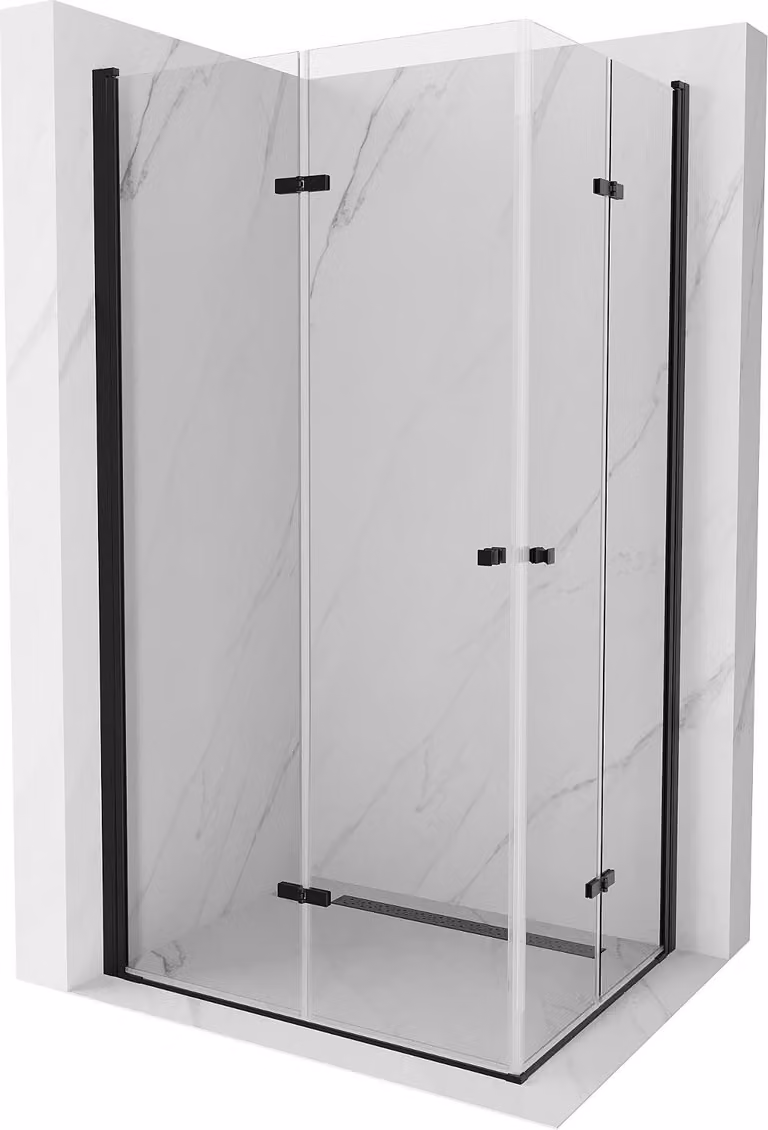 Mexen Lima Duo cabina doccia pieghevole 80 x 70 cm, trasparente, nero - 856-080-070-70-00-02