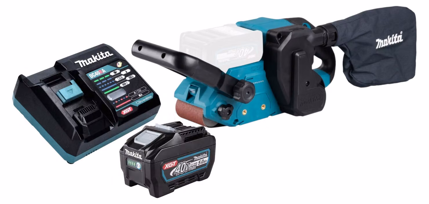 Makita BS 001 GT101 Levigatrice a nastro a batteria 40 V max. 76 x 533 mm Brushless + 1x batteria ricaricabile 5,0 Ah + caricabatterie