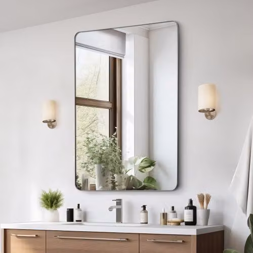 VEVOR Specchio da Parete Rettangolare con Cornice in Lega di Alluminio e Pellicola Antideflagrante, L: 122 cm, H: 91,5 cm