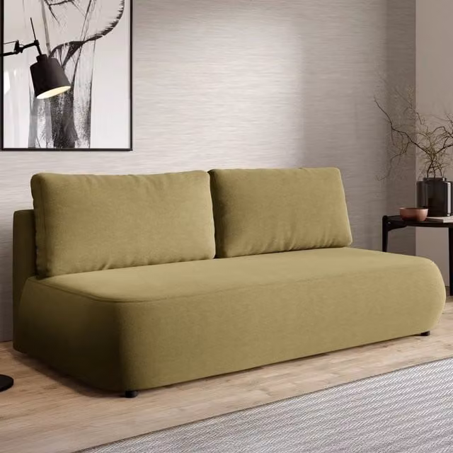 Divano Letto 2 Posti con Contenitore Brugnato DMORA Verde Chiaro L: 210 cm, P: 106 cm – 1