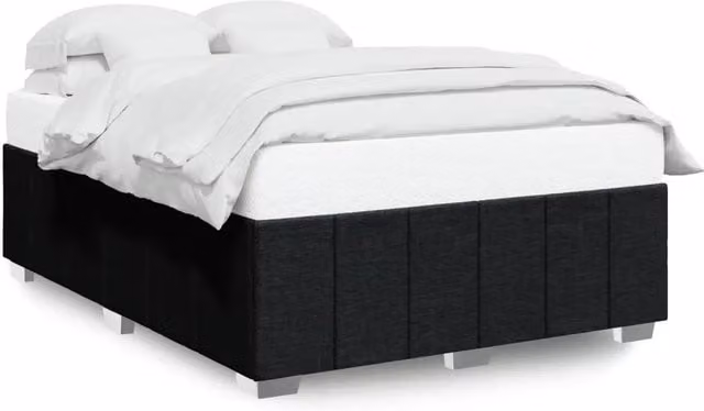 Letto matrimoniale | Letto per adulti | Giroletto senza Materasso Nero 140x190 cm in Tessuto