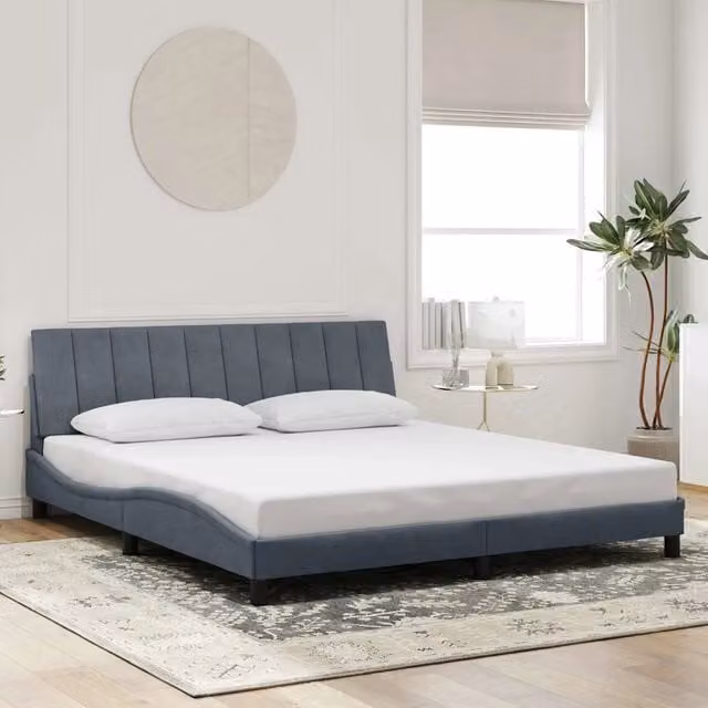 Giroletto senza Materasso-Struttura Letto Hanko Grigio Scuro 180x200 cm Velluto