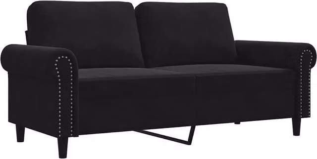 Divano | Divano da soggiorno | Sofa a 2 Posti Nero 140 cm in Velluto