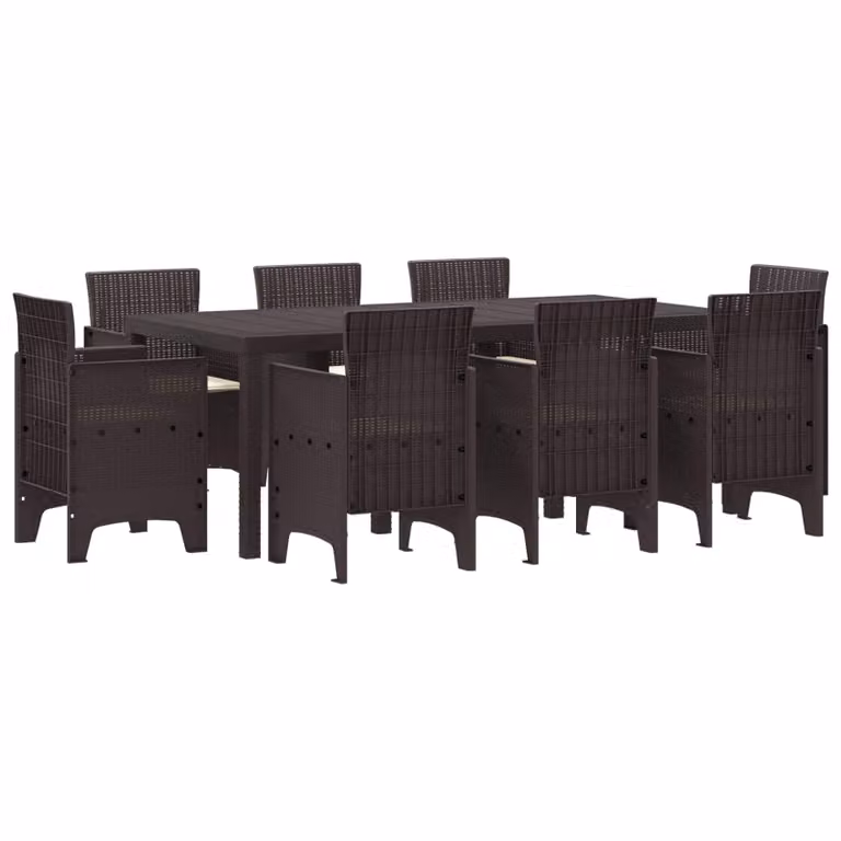 Set da pranzo per giardino e terrazza vidaXL in polipropilene marrone 9 pezzi
