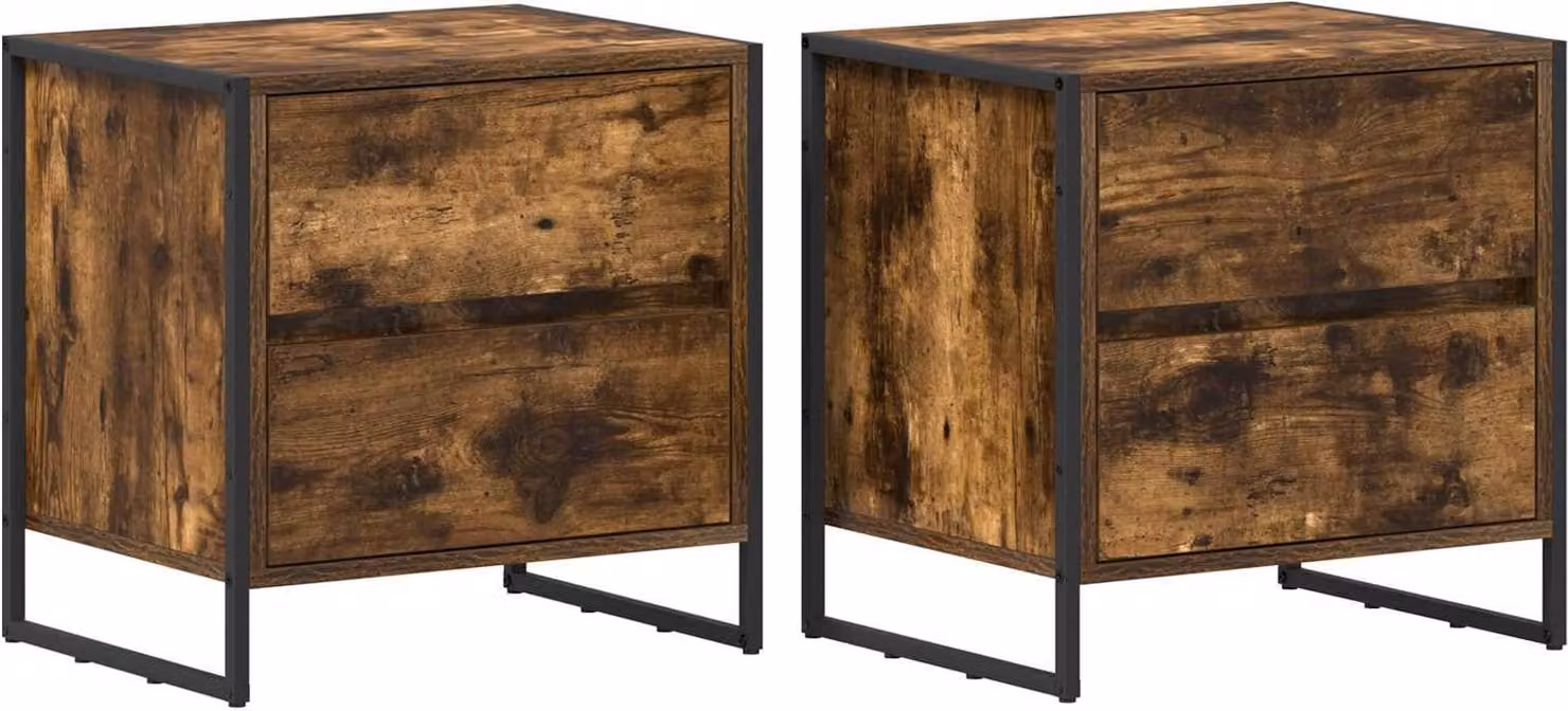 Comodino con cassetto 2 pcs Quercia Fumosa 50 x 39.5 x 50 cm