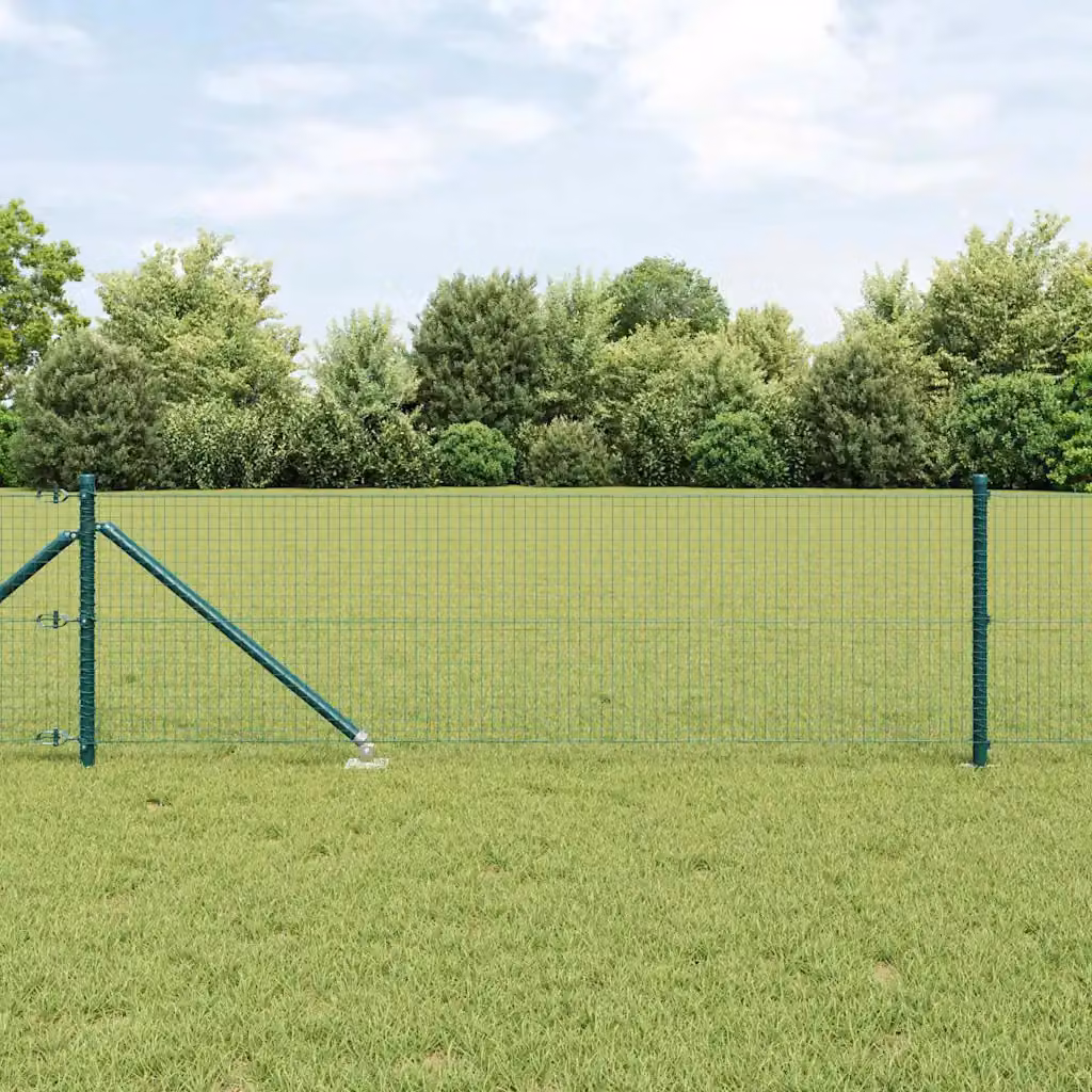 Recinzione in rete saldata con punte vidaXL in acciaio e PVC, colore verde, L: 100 cm, H: 40 cm – 1