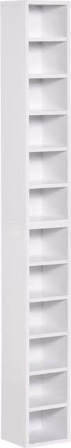 Set di 2 librerie porta CD HOMCOM in legno MDF bianco con 12 ripiani, L/P/H: 21 x 19.2 x 88.3 cm
