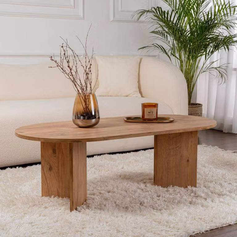 Dmora Tavolino da Salotto Elain 60x119x40h cm Marrone Pino, Forma Rettangolare Colore Struttura Marrone