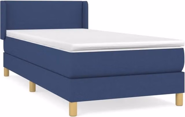 Letto singolo | Letto per adulti | Giroletto a Molle con Materasso Blu 90x200 cm inTessuto