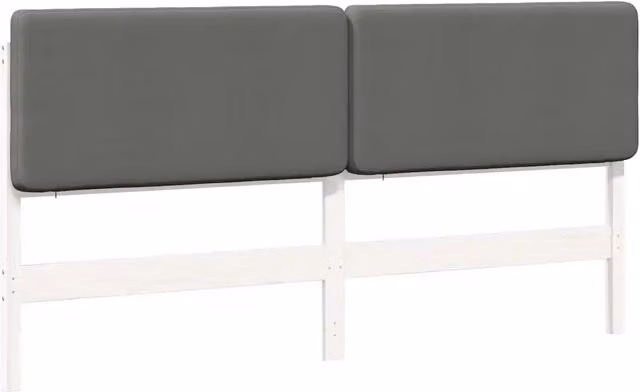 Testata imbottita moderna in pino massello bianco e grigio per camera da letto, L: 205,5 cm, H: 84,5 cm, P: 12 cm – 1