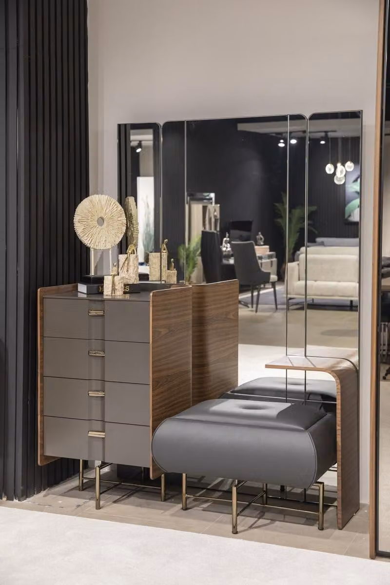 Schminktisch Set Konsole Spiegel Schlafzimmer Möbel Design Hocker 2tlg.