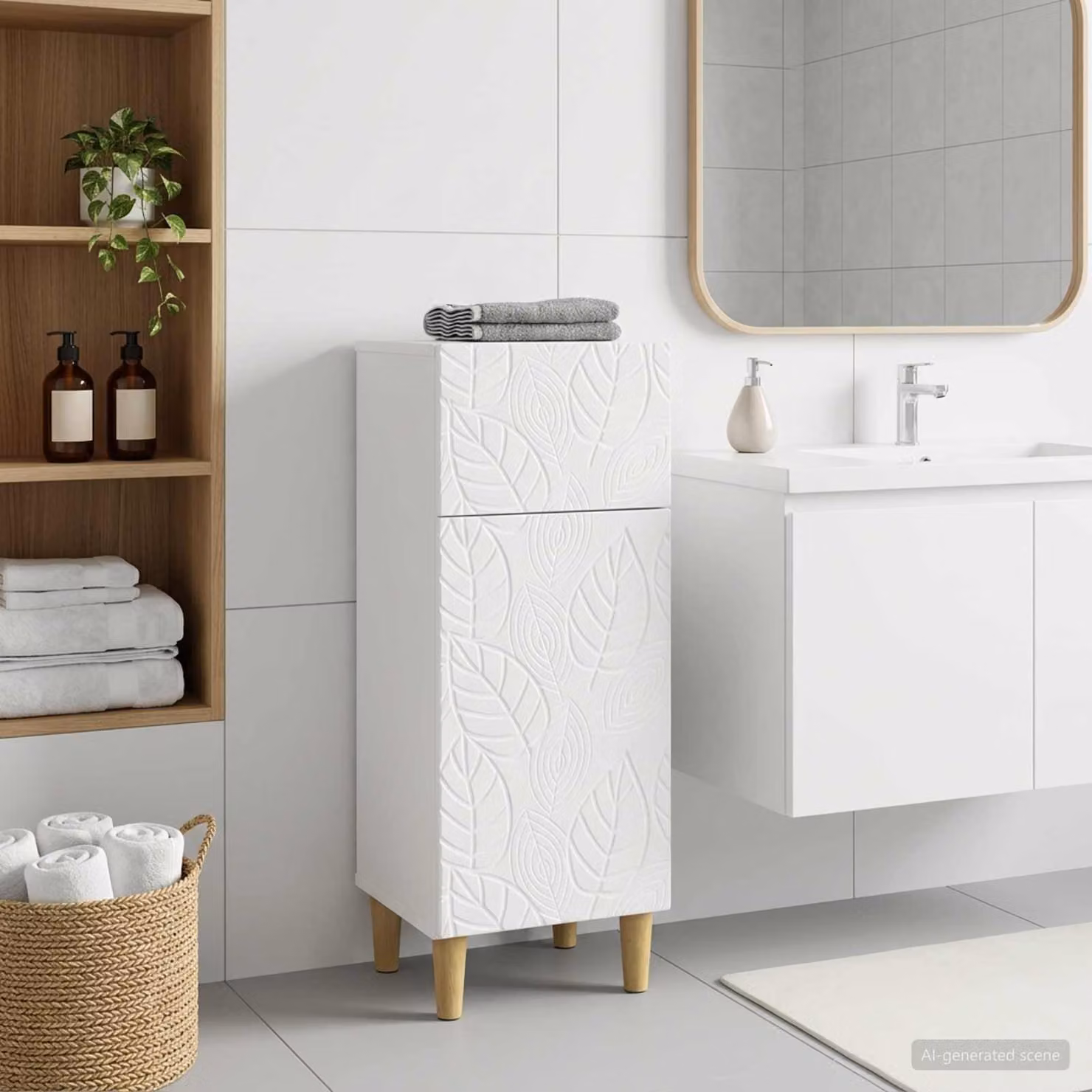 vidaXL Mobiletto da Bagno DELFT Bianco Moderno L/P/H: 30 x 31 x 80 cm