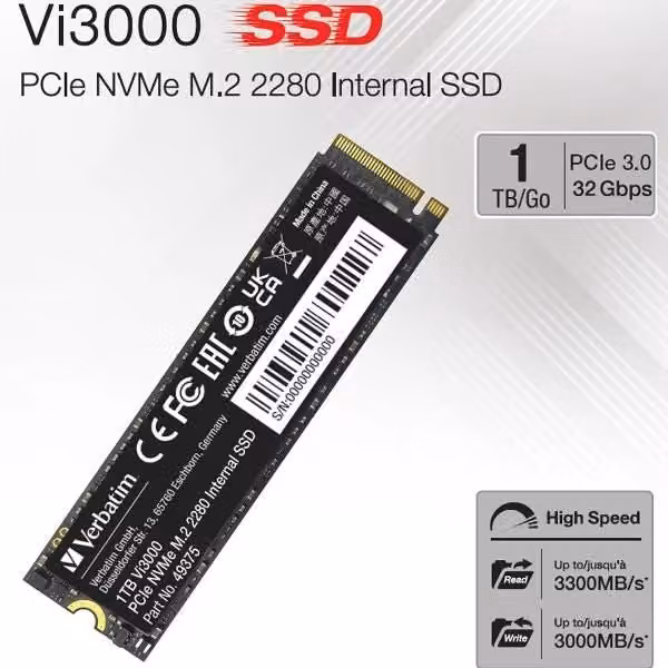 Verbatim vi3000 1 tb m.2 pci express 3.0 nvme - 49375V