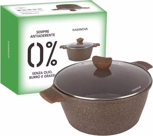 Casseruola Kasanova antiaderente con coperchio in vetro, marrone, Diametro: 28 cm