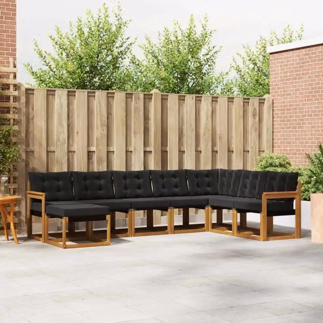 Set di divani da esterno 8 pz Naturale e Nero 3368947