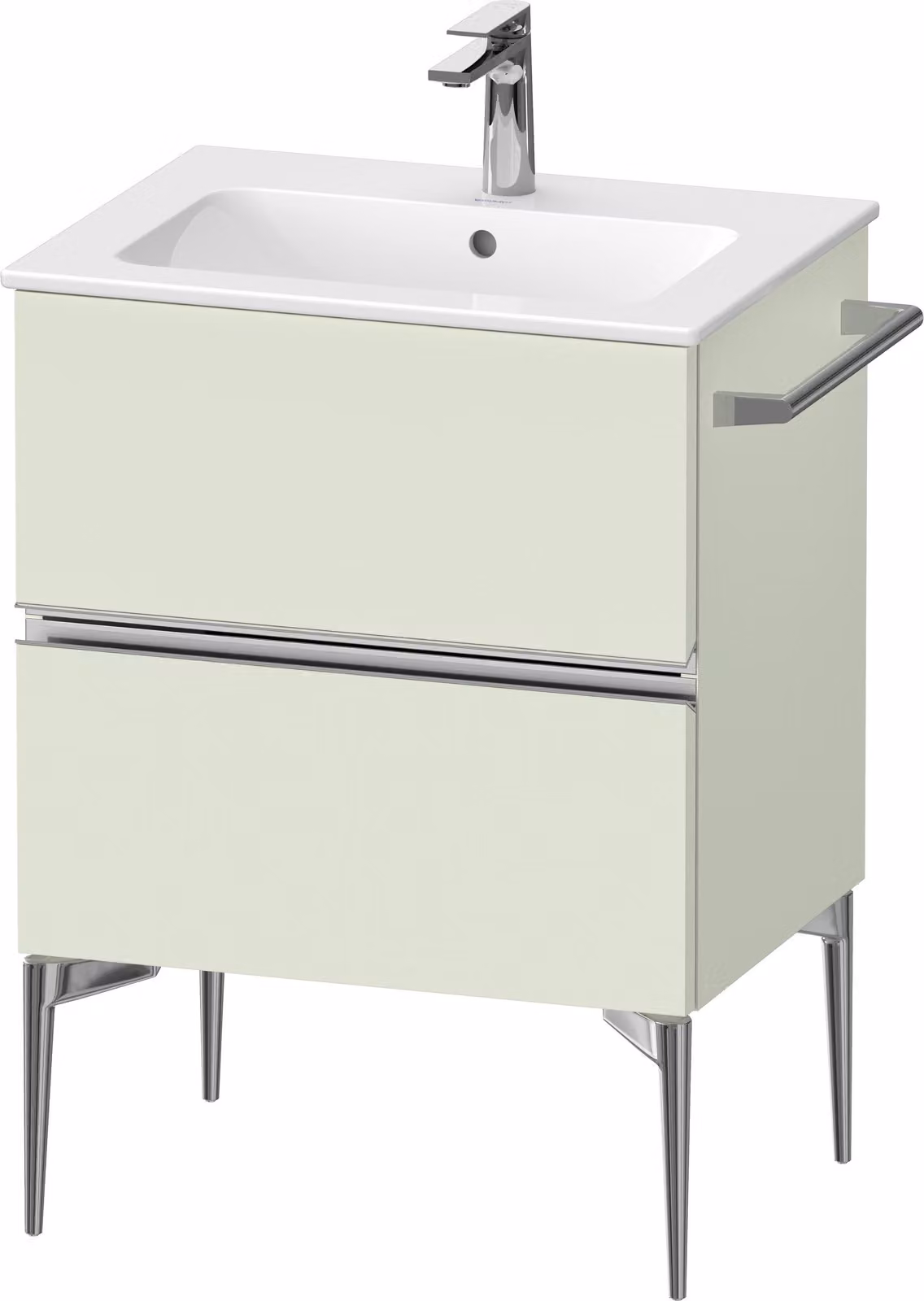 Duravit Sivida bâti-support pour lavabo, 2 tiroirs, poignée profilée chromée, 610x477x591mm, pour ME by Starck, SV4643010HH0000, SV4643010HH0000
