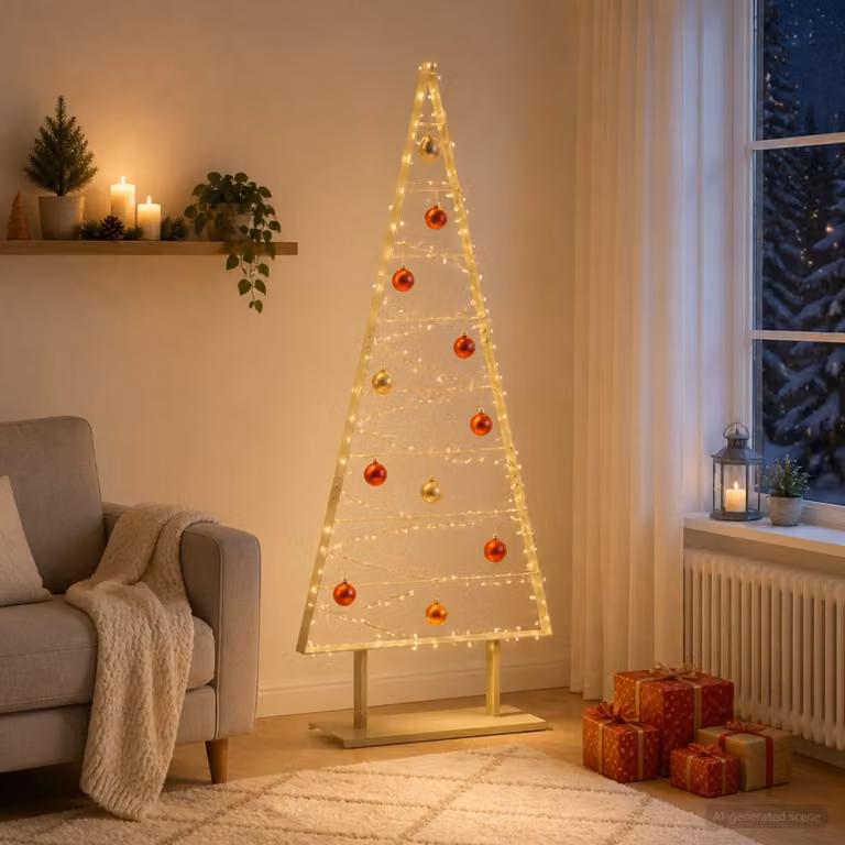 Albero di Natale in metallo vidaXL KUOPIO, Altezza: 180 cm, Colore Oro