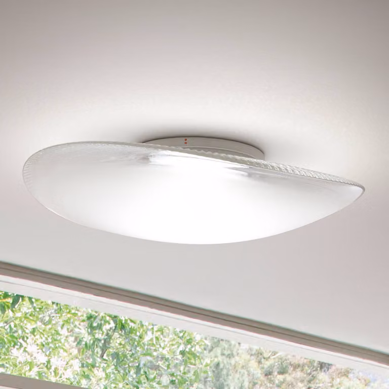 Fabbian Plafoniera a LED LOOP, dimmerabile, Chiaro / Trasparente, Soggiorno / Sala da pranzo, Vetro, Design, Plafoniera LED