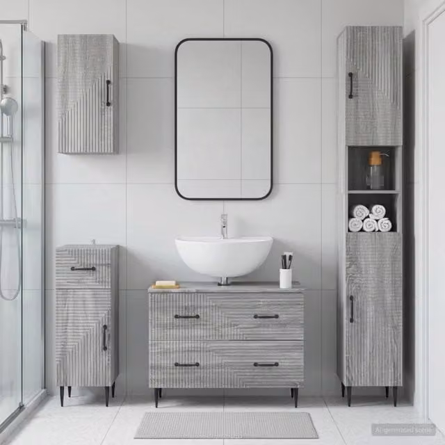 Set di Mobili da Bagno da 4 Pezzi HAARLEM Sonoma grigio 3417942