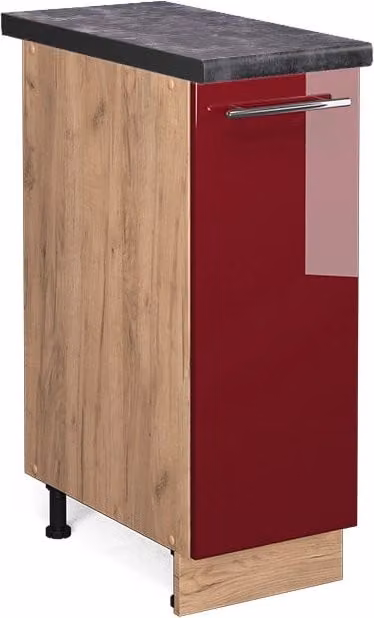 Armadio cucina dispensa alto Fame-Line Bordeaux lucido/Rovere dorato 30 cm, PL Antracite Vicco