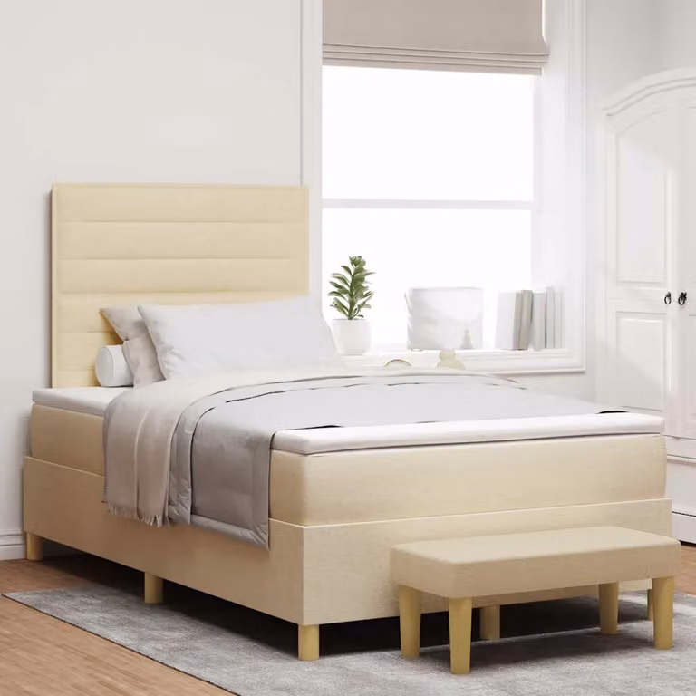 Letto a molle con cuscino vidaXL in tessuto beige L: 120 cm, P: 200 cm, H: 193 cm