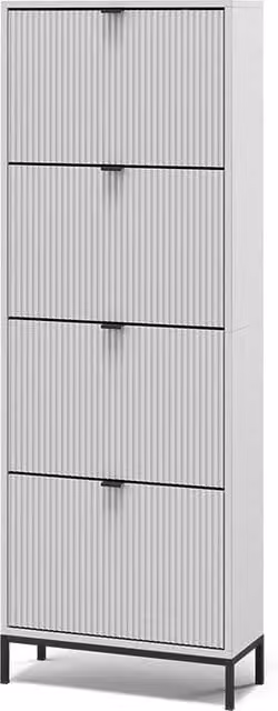 Scarpiera da ingresso moderna Vicco Bianca con 4 scomparti a ribalta L: 60 cm, H: 168 cm, P: 24 cm