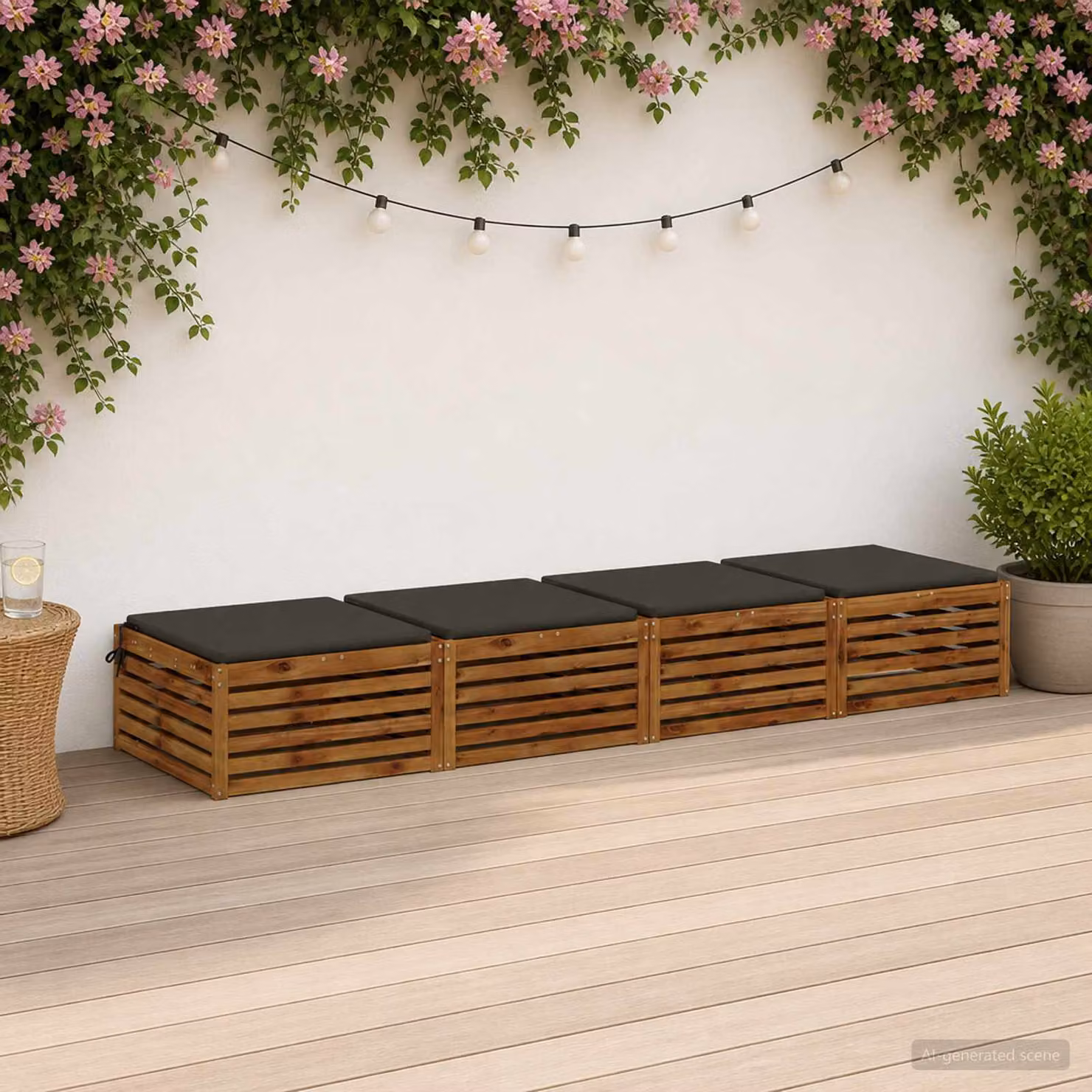 Set di 4 cuscini per sedia vidaXL SOEST in poliestere con imbottitura in schiuma, coperture rimovibili e resistenti ai raggi UV, colore antracite e nero