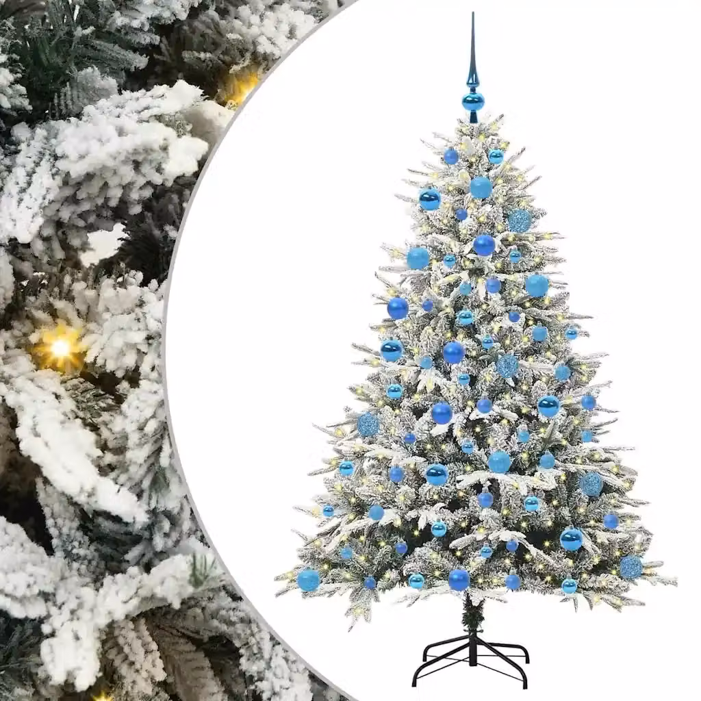 Albero di Natale Artificiale Pre-illuminato con LED Warm White e Set di Palline Verde vidaXL – 2