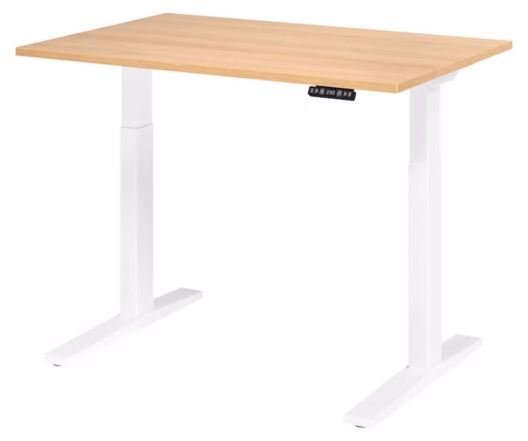 Scrivania elettrica bümö XMKA - Dimensioni: 120 x 80 cm, struttura: bianca, finitura: rovere