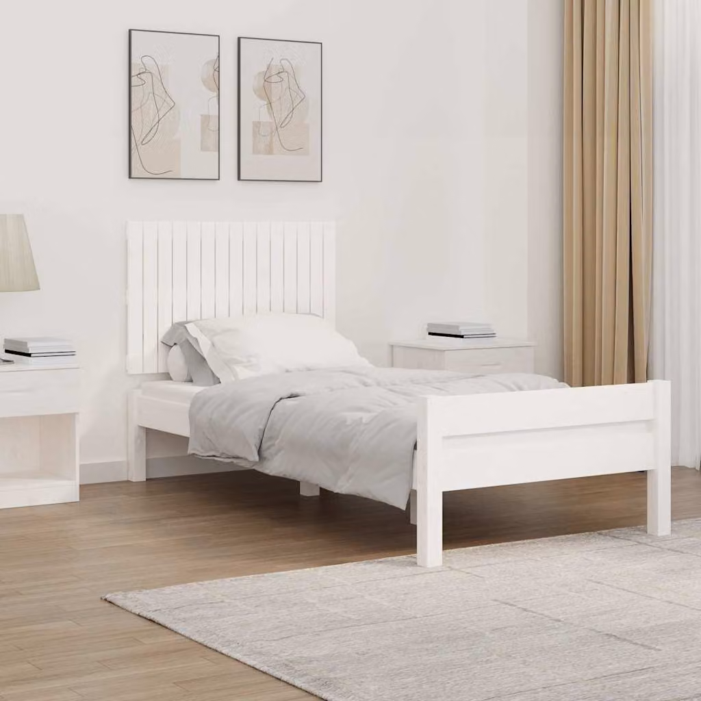 Testiera da parete vidaXL in legno massello di pino bianco, L 95,5 cm x P 3 cm x H 60 cm