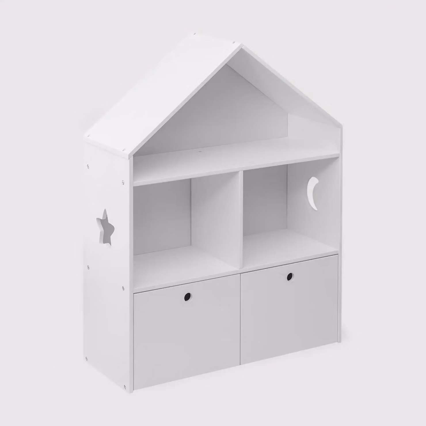 Corokia - Libreria montessoriana bianca con 2 scaffali e 2 cassetti