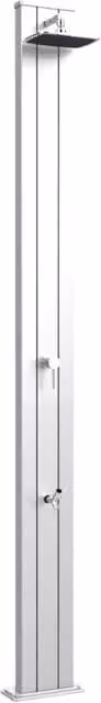 Doccia Solare da Esterno per Giardino con Miscelatore e Lavapiedi Arkema Spring S in Inox e Alluminio Argento, Capacità: 30 l