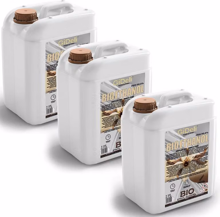 Bioetanolo profumato alla vaniglia 96,6% 30L per caminetti Universale Senza fumo Senza fuliggine GiDeli