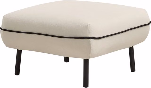 Ottomano poggiapiedi rettangolare BELIANI in tessuto beige con gambe in metallo nero stile Retro Glam L: 68 cm, P: 42 cm, H: 42 cm