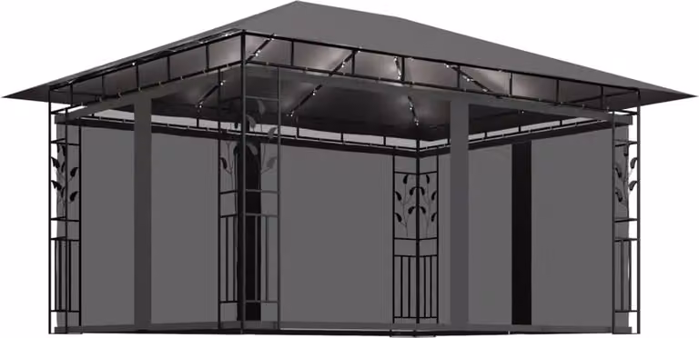 Gazebo con Zanzariera e Luci LED 4x3x2,73 m Antracite
