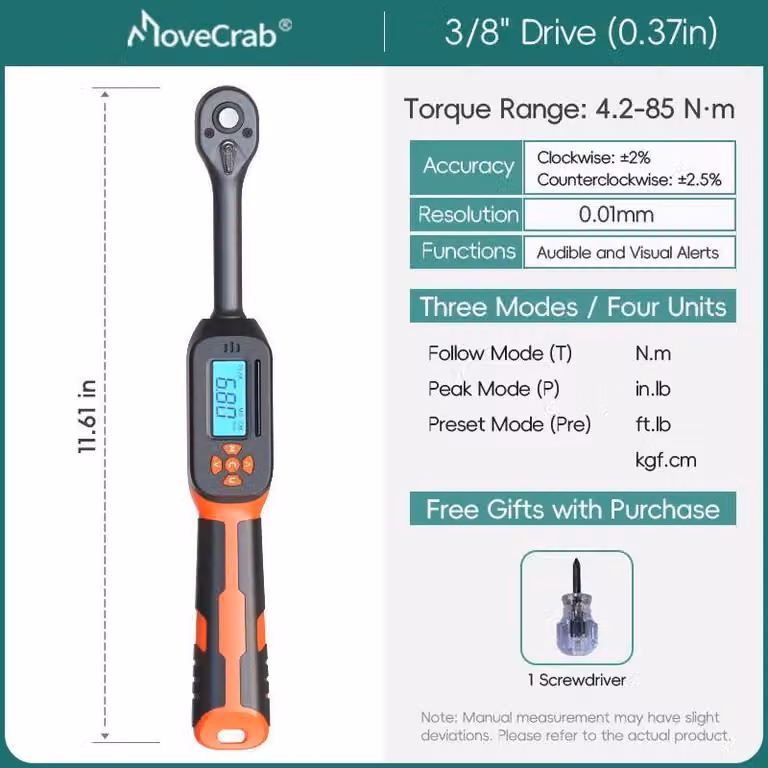 Chiave dinamometrica, misura di alta precisione, design compatto, 4,2-85N.m