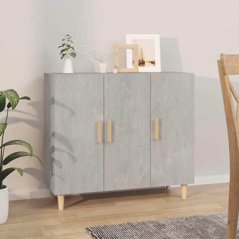 Credenza vidaXL in legno multistrato e MDF, Grigio, L 90 x P 34 x H 80 cm